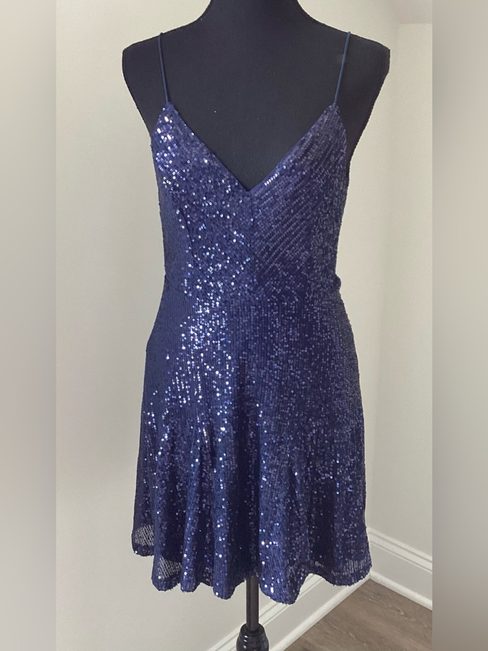Lulus Navy Glitter Dress‎ Fit Flare Mini Homecoming Formal Cocktail NWT Medium